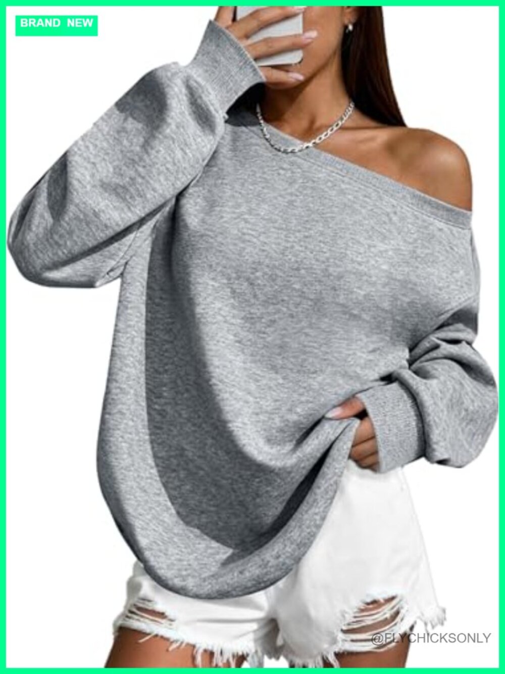 Women's Off The Shoulder Sweatshirt Oversized Long Sleeve Pullover